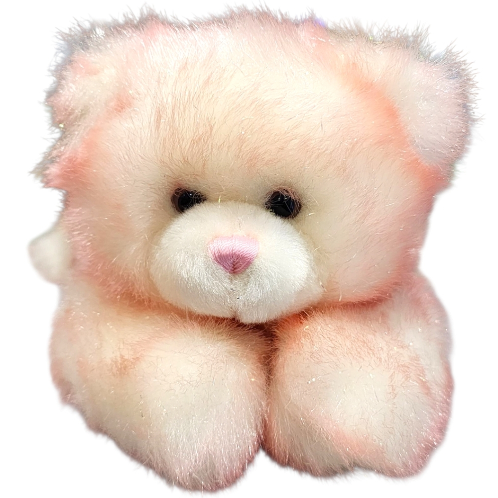 Vintage Aurora A&A Plush Inc Pink Sparkle Glitter Tassel Teddy Bear Stuffie Pink